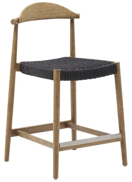 Dřevěná barová židle Kave Home Nina 62 cm s černým výpletem