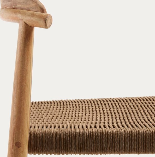 Dřevěná barová židle Kave Home Nina 76 cm s hnědým výpletem