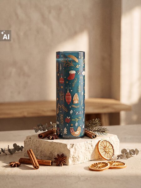 Sinsay - Vánoční vonná svíčka Cinnamon - námořnická modrá