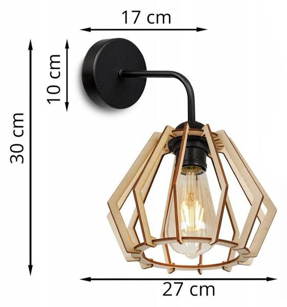 Nástěnné svítidlo Timber, 1x dřevěné stínítko, kf