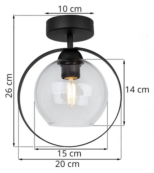 Stropní svítidlo Haga Ring, 1x transparentní skleněné stínítko