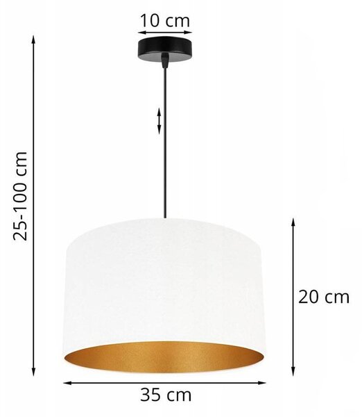Závěsné svítidlo Mediolan, 1x bílé/zlaté textilní stínítko, (výběr ze 2 barev konstrukce), (fi 35cm)