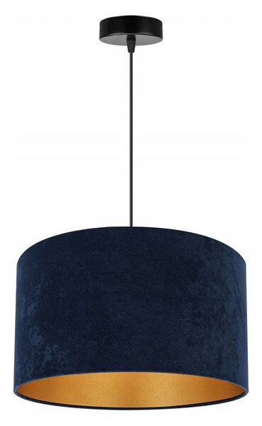 Závěsné svítidlo Mediolan, 1x tmavěmodré/zlaté textilní stínítko, (fi 35cm)