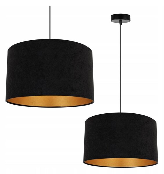 Závěsné svítidlo Mediolan, 1x černé/zlaté textilní stínítko, (fi 35cm)