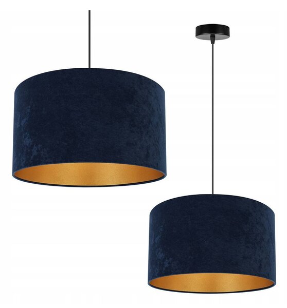 Závěsné svítidlo Mediolan, 1x tmavěmodré/zlaté textilní stínítko, (fi 35cm)