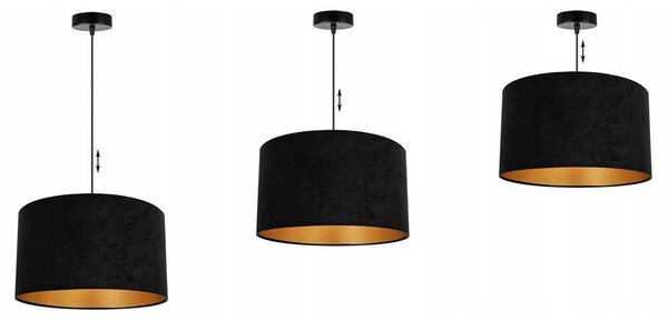 Závěsné svítidlo Mediolan, 1x černé/zlaté textilní stínítko, (fi 35cm)