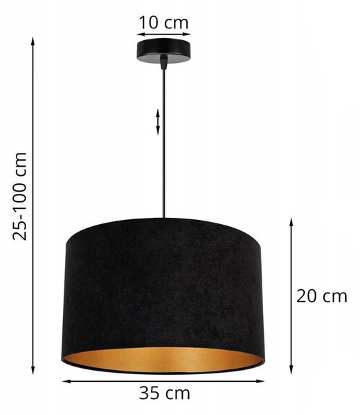 Závěsné svítidlo Mediolan, 1x černé/zlaté textilní stínítko, (fi 35cm)
