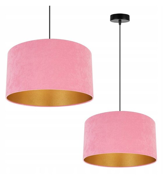 Závěsné svítidlo Mediolan, 1x růžové/zlaté textilní stínítko, (výběr ze 2 barev konstrukce), (fi 35cm)