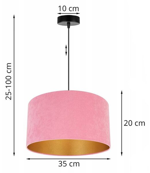 Závěsné svítidlo Mediolan, 1x růžové/zlaté textilní stínítko, (výběr ze 2 barev konstrukce), (fi 35cm)