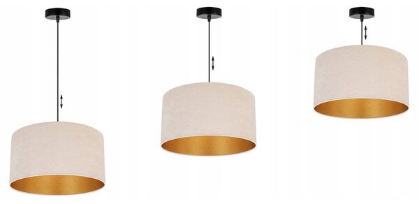 Závěsné svítidlo Mediolan, 1x světle béžové/zlaté textilní stínítko, (výběr ze 2 barev konstrukce), (fi 35cm)