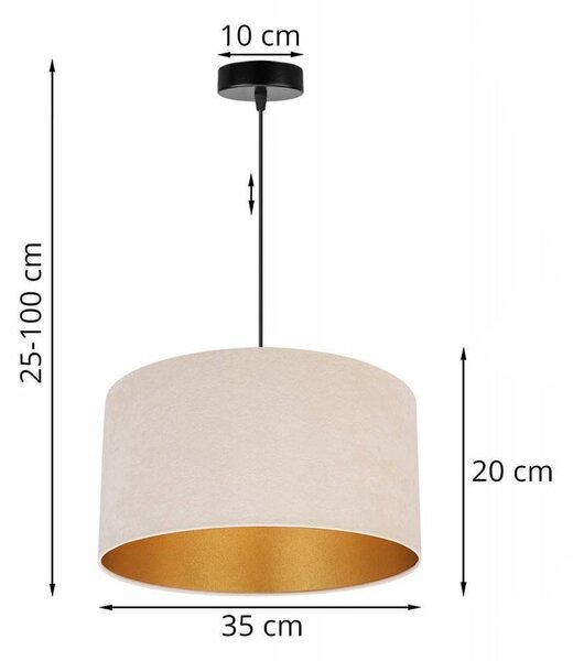 Závěsné svítidlo Mediolan, 1x světle béžové/zlaté textilní stínítko, (výběr ze 2 barev konstrukce), (fi 35cm)
