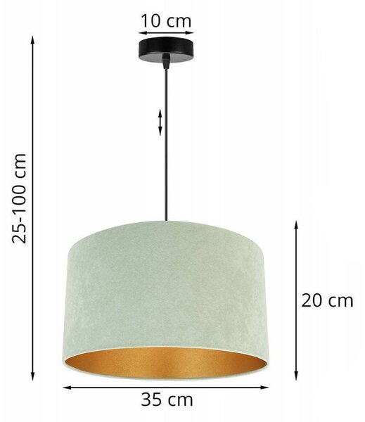 Závěsné svítidlo Mediolan, 1x pistáciové/zlaté textilní stínítko, (výběr ze 2 barev konstrukce), (fi 35cm)