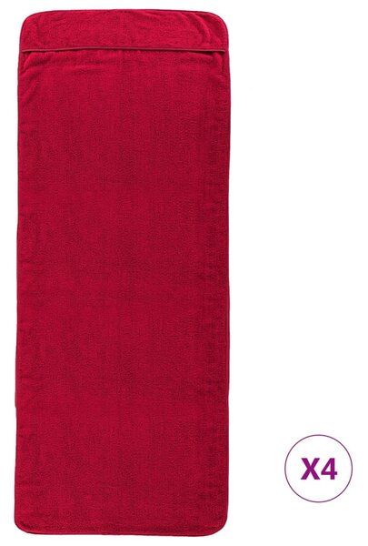 Plážové osušky 4 ks vínové 60 x 135 cm textil 400 GSM