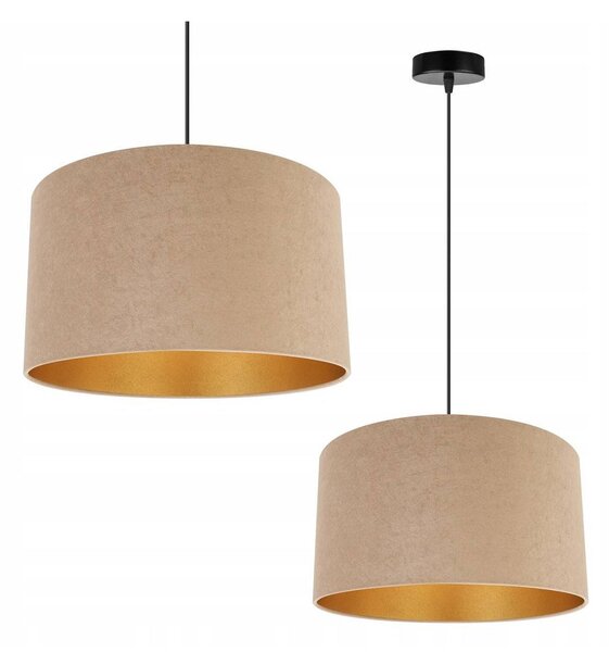 Závěsné svítidlo Mediolan, 1x tmavě obéžové/zlaté textilní stínítko, (fi 35cm)