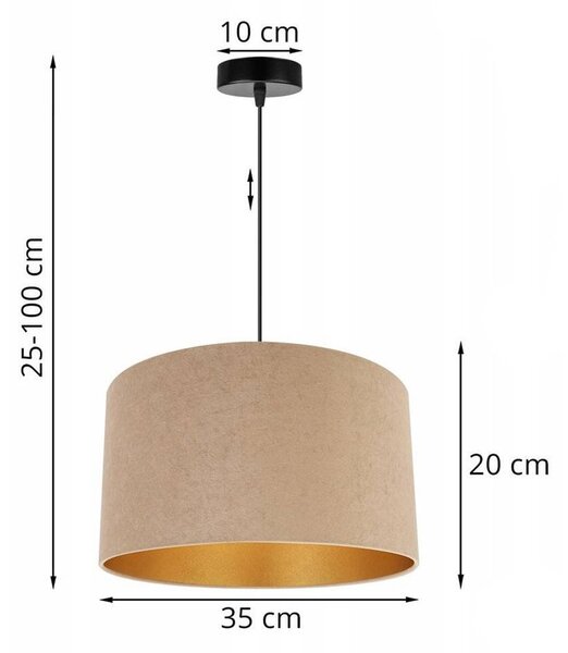 Závěsné svítidlo Mediolan, 1x tmavě obéžové/zlaté textilní stínítko, (fi 35cm)