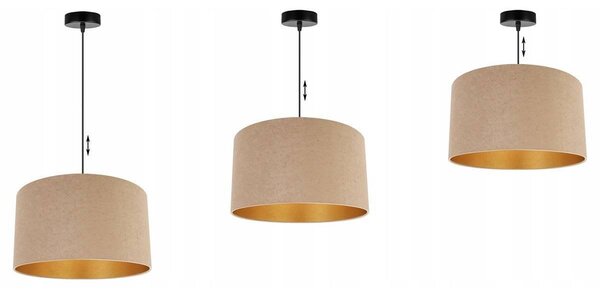 Závěsné svítidlo Mediolan, 1x tmavě obéžové/zlaté textilní stínítko, (fi 35cm)