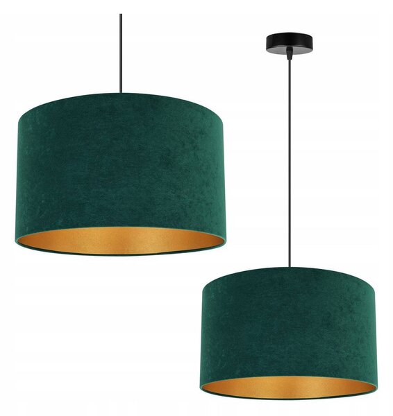 Závěsné svítidlo Mediolan, 1x tmavě zelené/zlaté textilní stínítko, (fi 35cm)