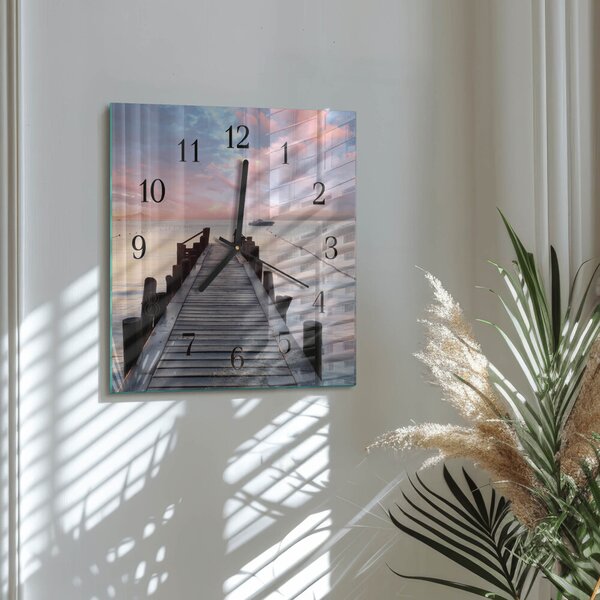 Skleněné hodiny na stěnu Most zskc-30x30-00177452