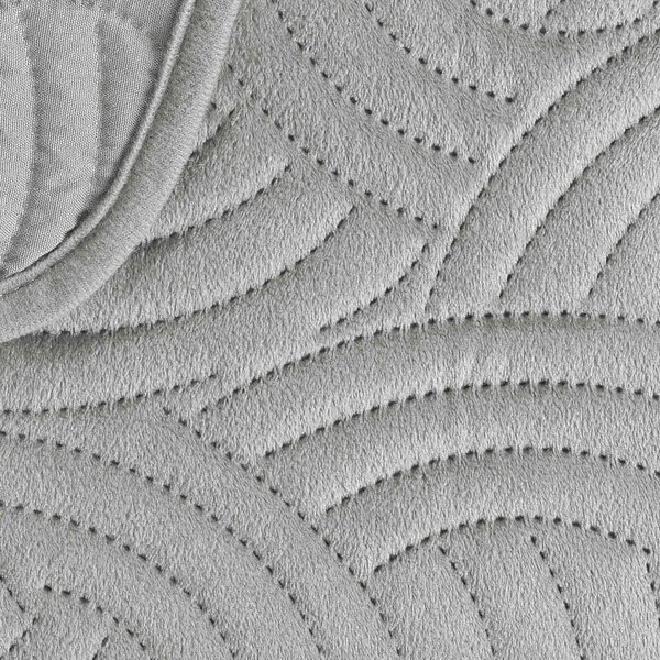 Šedý sametový set přehozu a povlaku na polštář 240x260 cm Solange – douceur d'intérieur