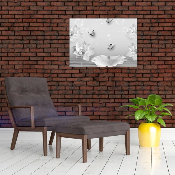 Obraz - Květinový design s motýlky (70x50 cm)