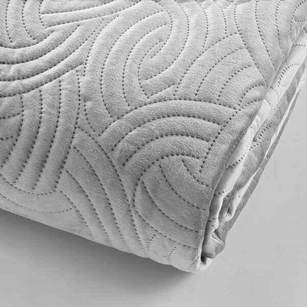 Šedý sametový set přehozu a povlaku na polštář 240x260 cm Solange – douceur d'intérieur
