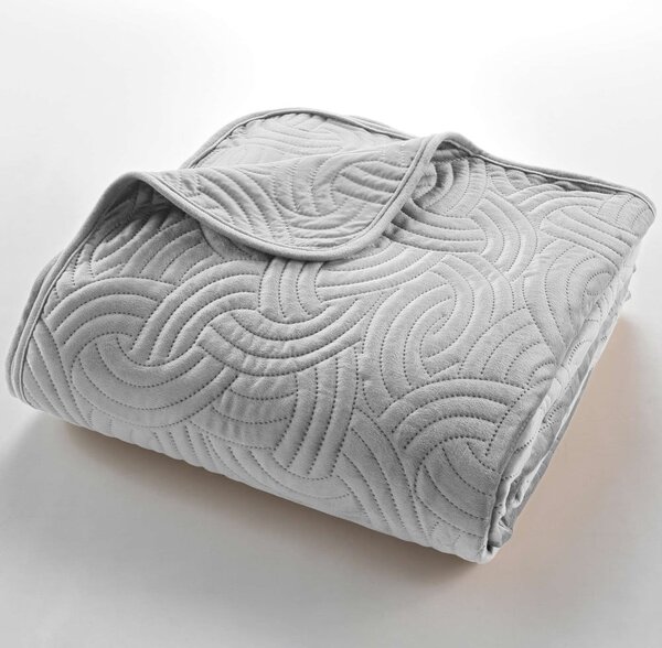 Šedý sametový set přehozu a povlaku na polštář 240x260 cm Solange – douceur d'intérieur