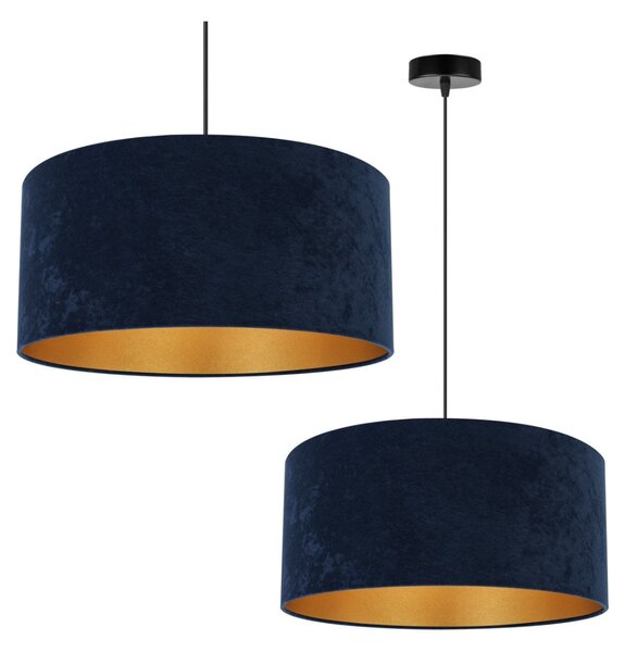 Závěsné svítidlo Mediolan, 1x tmavě modré/zlaté textilní stínítko, (fi 44cm)