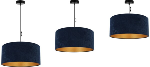Závěsné svítidlo Mediolan, 1x tmavě modré/zlaté textilní stínítko, (fi 44cm)