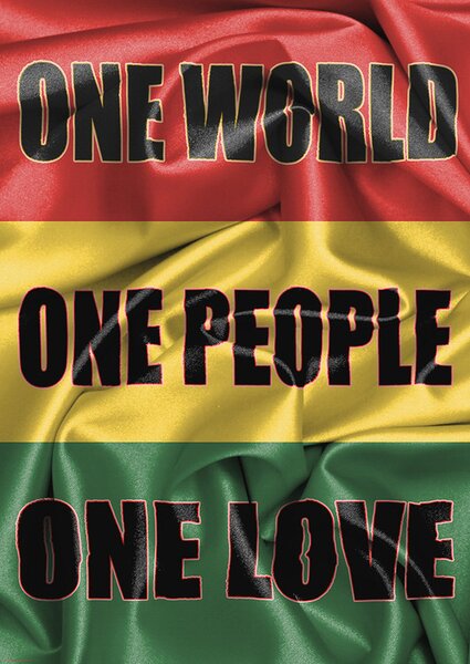 Plakát, Obraz - Rasta Flag - One Love, (59.4 x 84.1 cm)