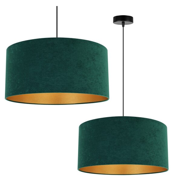 Závěsné svítidlo Mediolan, 1x tmavě zelené/zlaté textilní stínítko, (fi 44cm)
