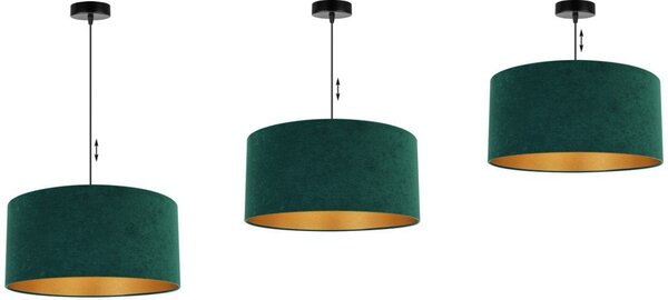 Závěsné svítidlo Mediolan, 1x tmavě zelené/zlaté textilní stínítko, (fi 44cm)