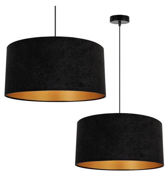 Závěsné svítidlo Mediolan, 1x černé/zlaté textilní stínítko, (fi 44cm)