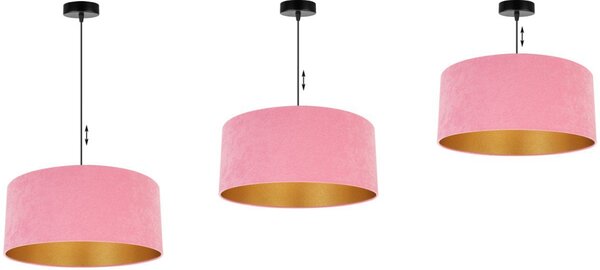 Závěsné svítidlo Mediolan, 1x růžové/zlaté textilní stínítko, (výběr ze 2 barev konstrukce), (fi 44cm)