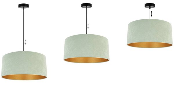 Závěsné svítidlo Mediolan, 1x pistáciové/zlaté textilní stínítko, (výběr ze 2 barev konstrukce), (fi 44cm)