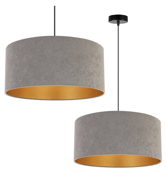 Závěsné svítidlo Mediolan, 1x šedé/zlaté textilní stínítko, (fi 44cm)