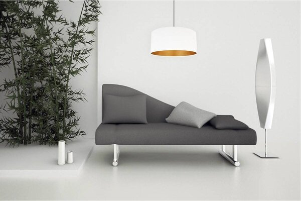 Závěsné svítidlo Mediolan, 1x bílé/zlaté textilní stínítko, (výběr ze 2 barev konstrukce), (fi 44cm)