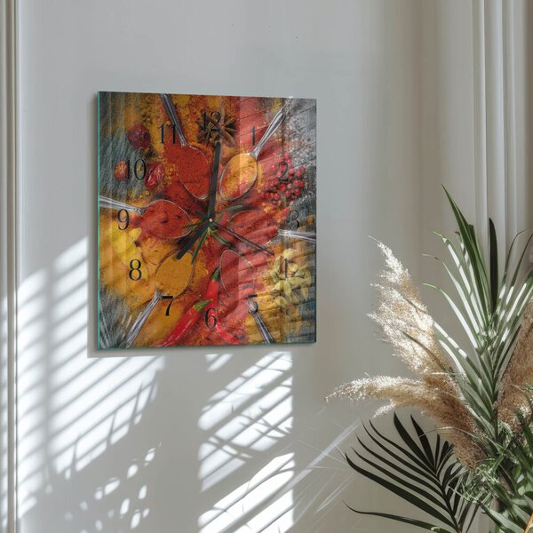 Skleněné hodiny na stěnu Koření zskc-30x30-00182300