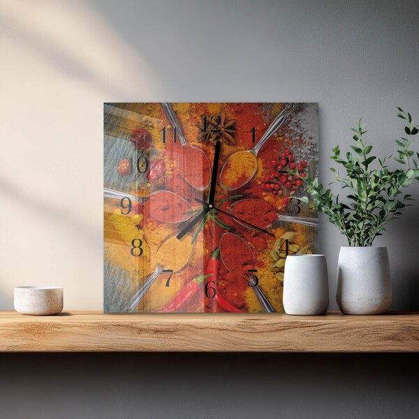 Skleněné hodiny na stěnu Koření zskc-30x30-00182300