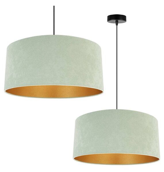 Závěsné svítidlo Mediolan, 1x pistáciové/zlaté textilní stínítko, (výběr ze 2 barev konstrukce), (fi 44cm)