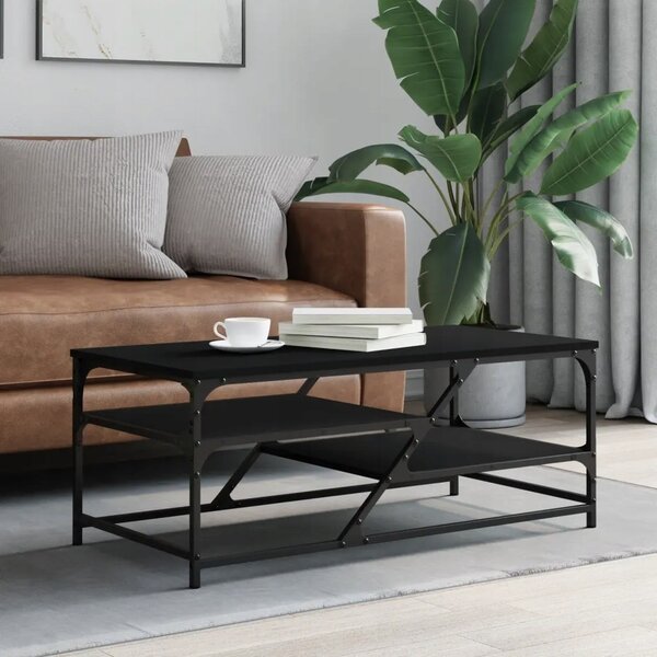 Konferenční stolek z dřevěného materiálu černý 100x49x40 cm