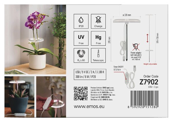 Pěstební lampa GROW Z7902 bílá