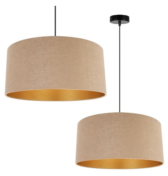 Závěsné svítidlo Mediolan, 1x tmavě obéžové/zlaté textilní stínítko, (výběr ze 2 barev konstrukce), (fi 44cm)