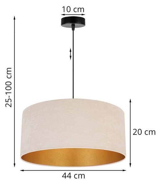 Závěsné svítidlo Mediolan, 1x světle béžové/zlaté textilní stínítko, (výběr ze 2 barev konstrukce), (fi 44cm)