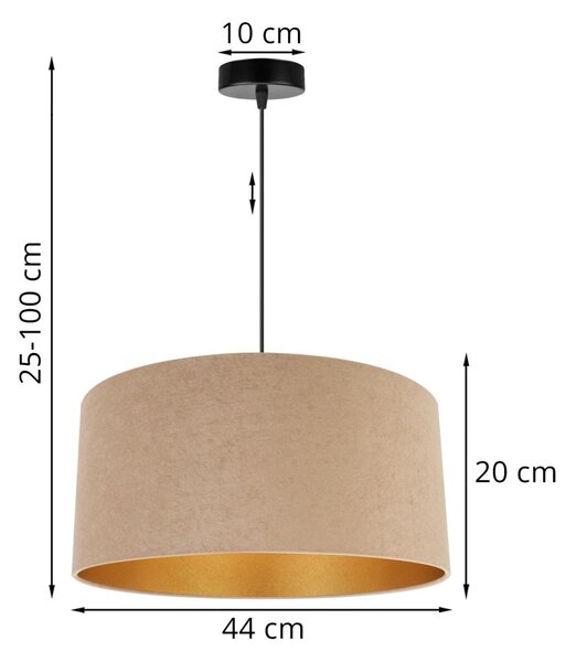 Závěsné svítidlo Mediolan, 1x tmavě obéžové/zlaté textilní stínítko, (výběr ze 2 barev konstrukce), (fi 44cm)