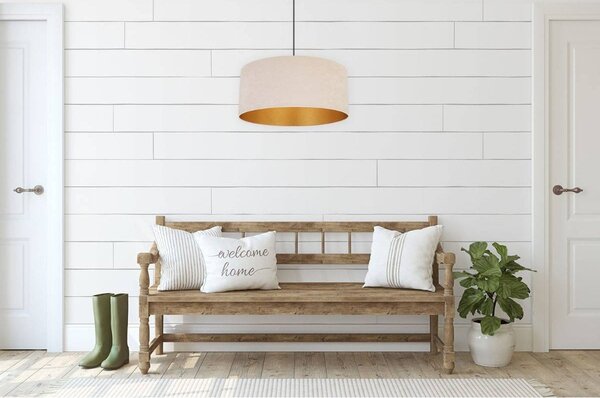 Závěsné svítidlo Mediolan, 1x světle béžové/zlaté textilní stínítko, (výběr ze 2 barev konstrukce), (fi 44cm)