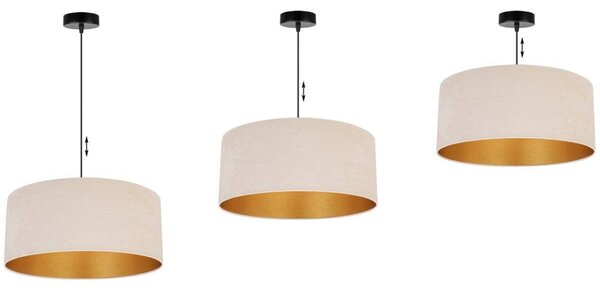 Závěsné svítidlo Mediolan, 1x světle béžové/zlaté textilní stínítko, (výběr ze 2 barev konstrukce), (fi 44cm)