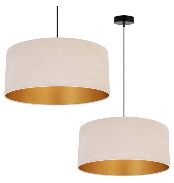 Závěsné svítidlo Mediolan, 1x světle béžové/zlaté textilní stínítko, (výběr ze 2 barev konstrukce), (fi 44cm)
