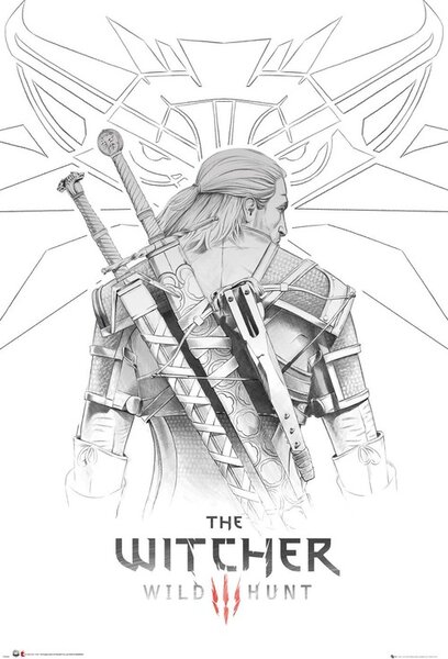 Plakát, Obraz - Zaklínač (The Witcher) - Geralt Sketch, (61 x 91.5 cm)