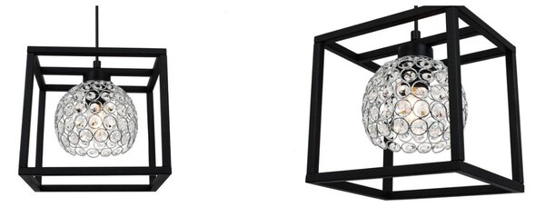 Závěsné svítidlo Crystal Cage, 1x stříbrné křišťálové stínítko v kovovém rámu