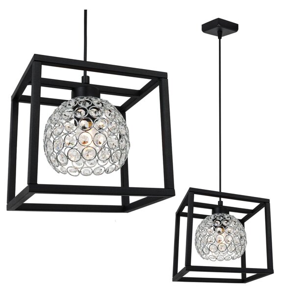 Závěsné svítidlo Crystal Cage, 1x stříbrné křišťálové stínítko v kovovém rámu